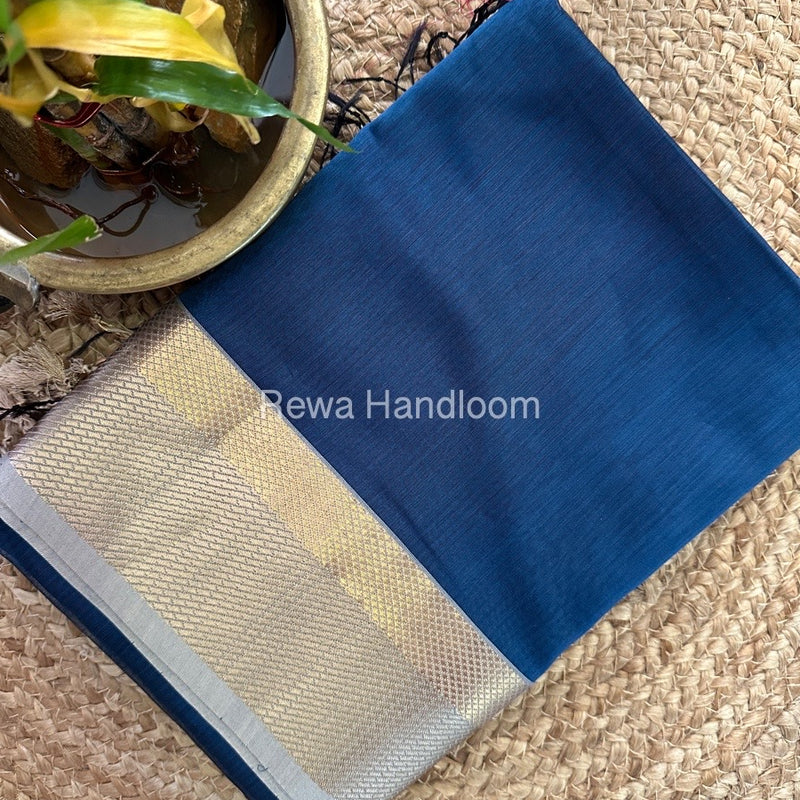 Maheshwari Dark Grey Resham Thread Border Saree RTS043