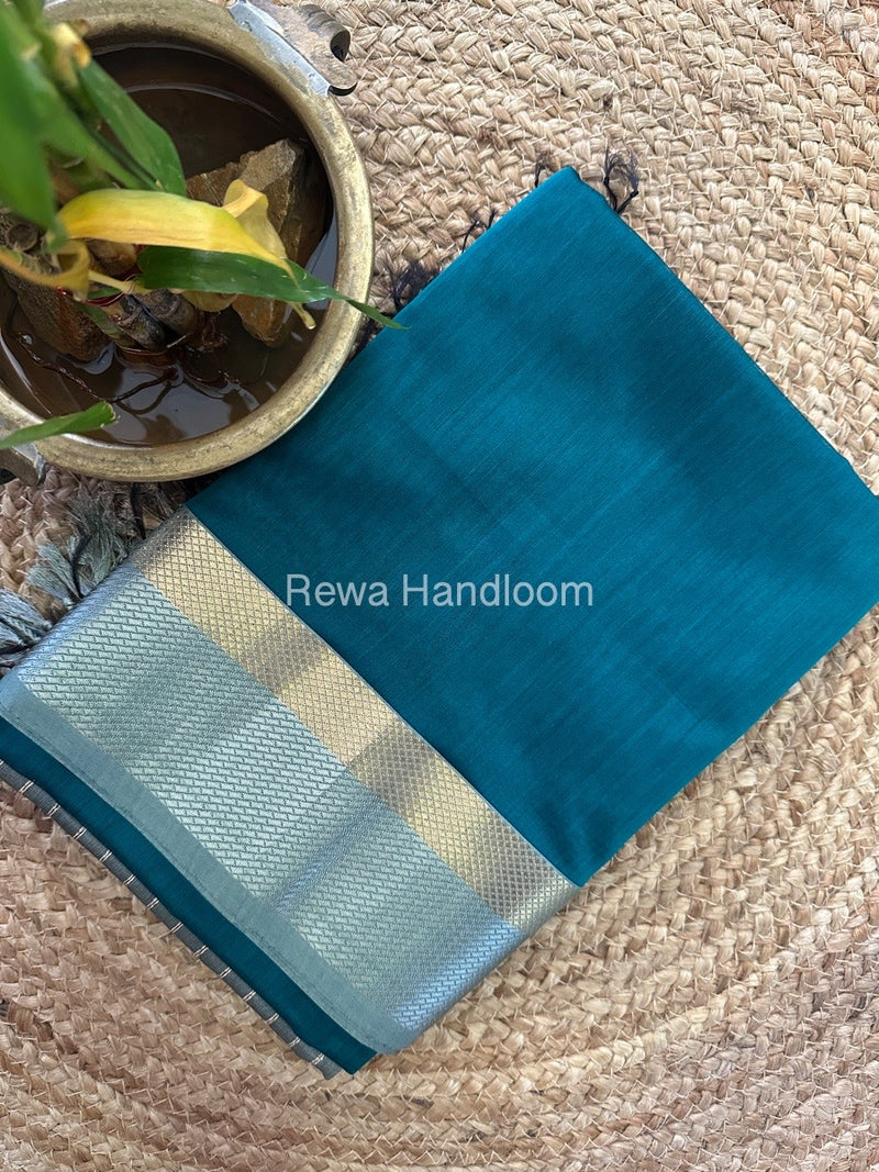 Maheshwari Green Resham Thread Border Saree RTS042