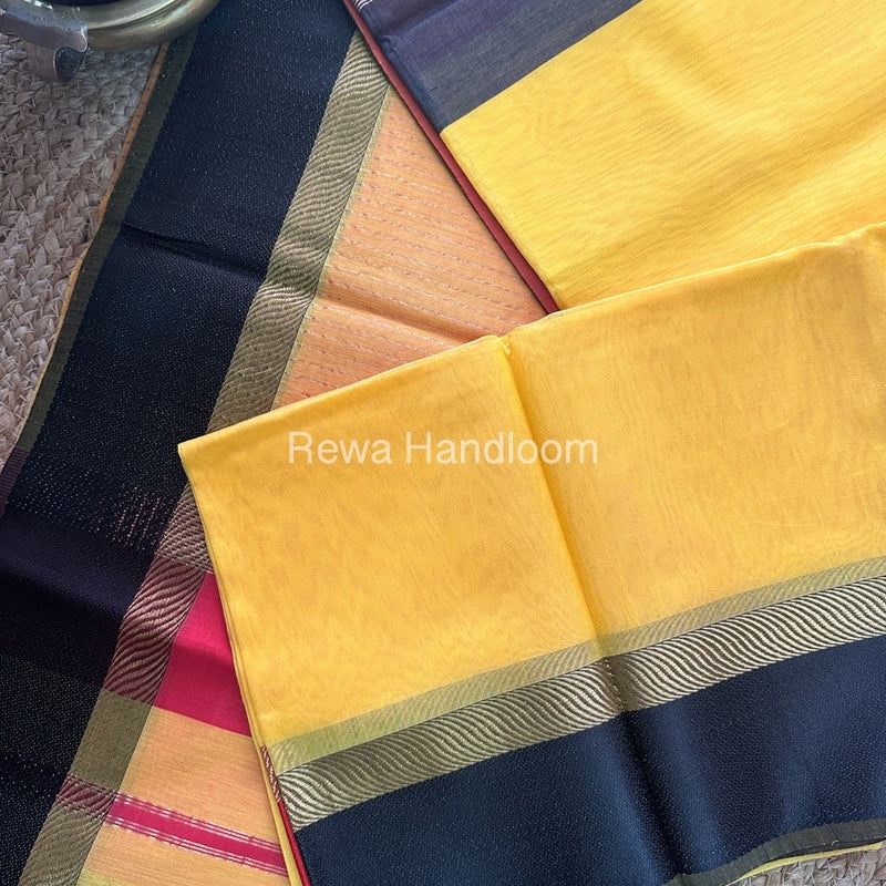 Dark yellow Ganga Jamuna Maheshwari Saree GJ015