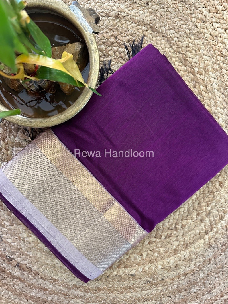 Maheshwari Purple Resham Thread Border Saree RTS041