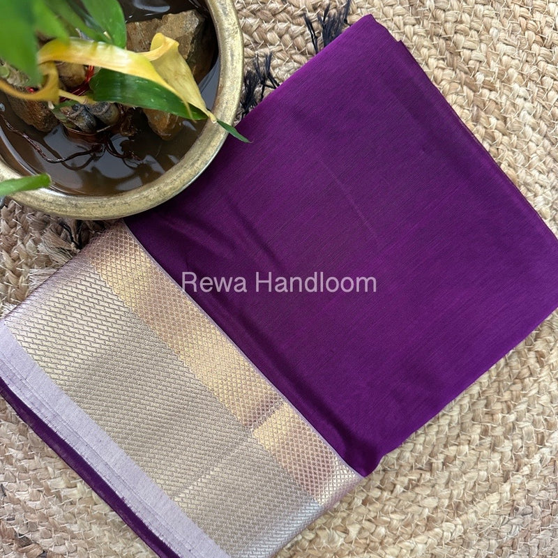 Maheshwari Purple Resham Thread Border Saree RTS041