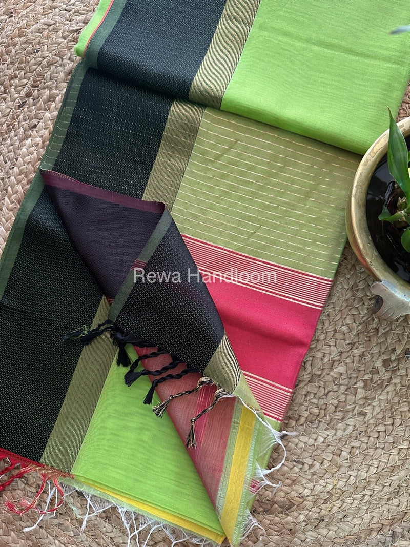 Green Ganga Jamuna Maheshwari Saree GJ09
