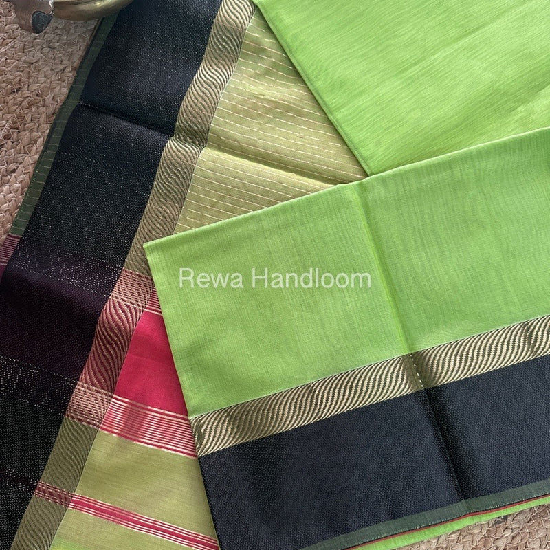 Green Ganga Jamuna Maheshwari Saree GJ09