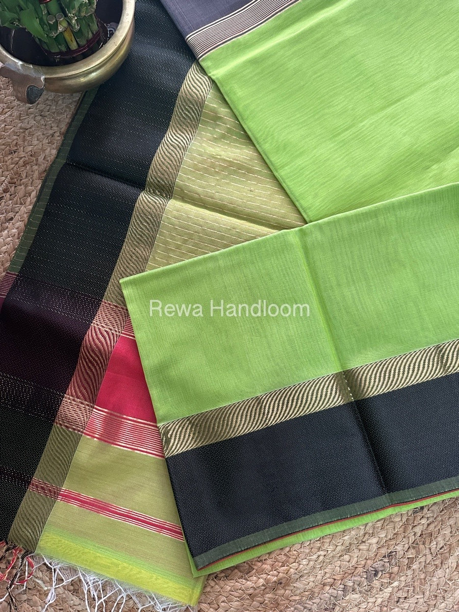 Green Ganga Jamuna Maheshwari Saree-GJ09