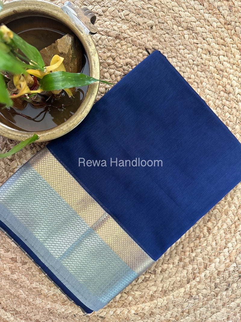 Maheshwari Blue Resham Thread Border Saree RTS060