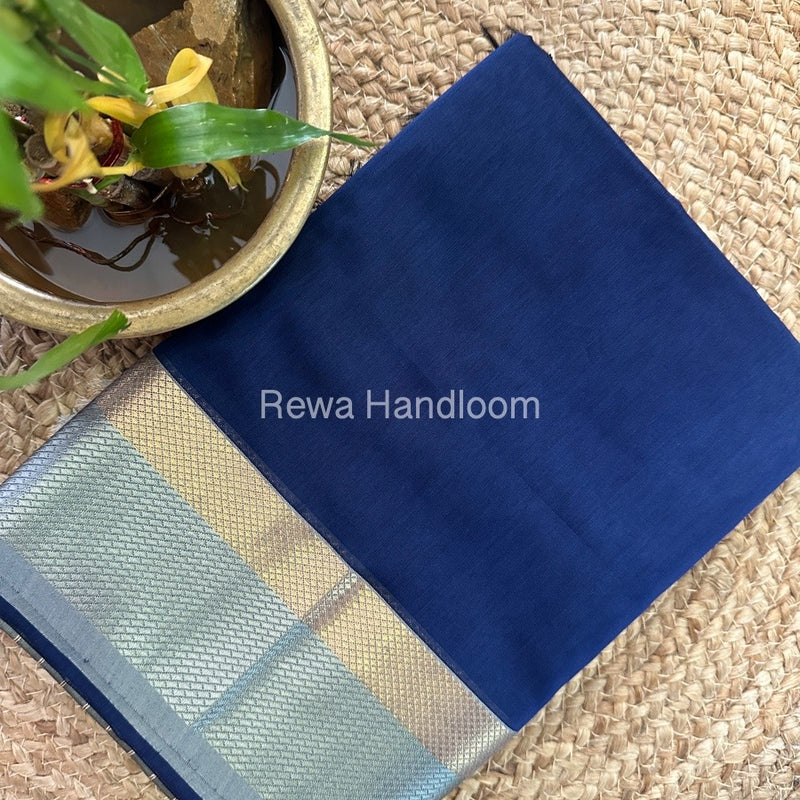 Maheshwari Blue Resham Thread Border Saree RTS060