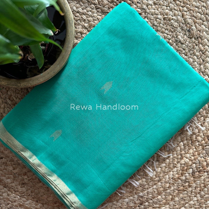 Sea Green Zari Butti Maheshwari Saree VBS06