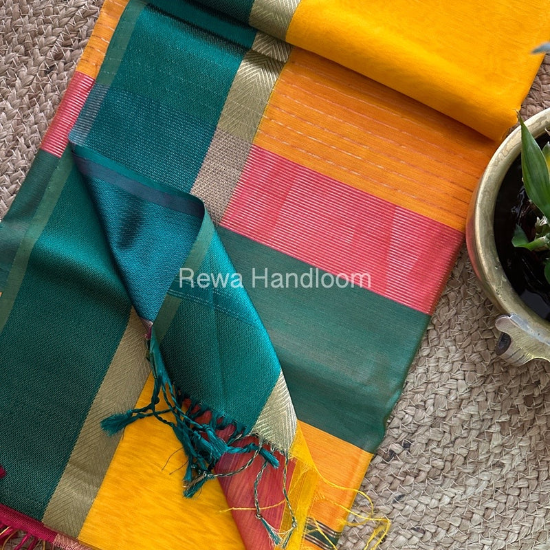 Yellow Ganga Jamuna Maheshwari Saree-GJ08