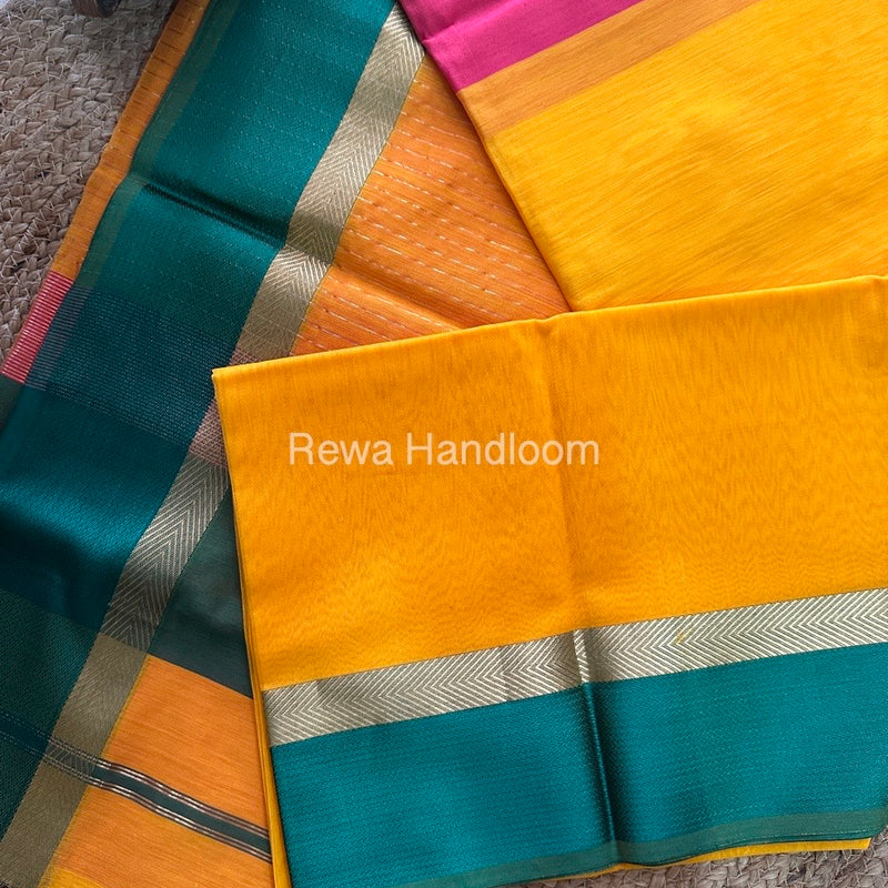 Yellow Ganga Jamuna Maheshwari Saree-GJ08