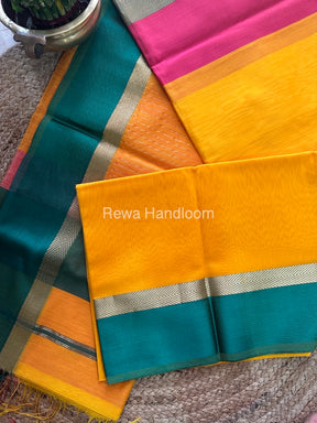 Yellow Ganga Jamuna Maheshwari Saree-GJ08