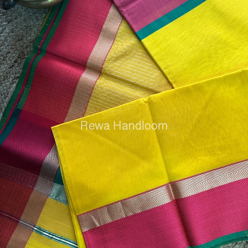 Yellow Ganga Jamuna Maheshwari Saree-GJ06