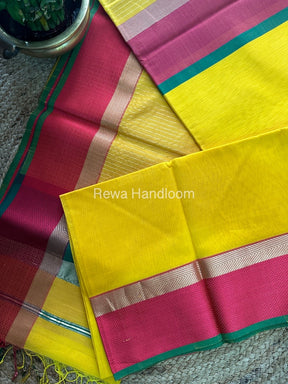 Yellow Ganga Jamuna Maheshwari Saree-GJ06