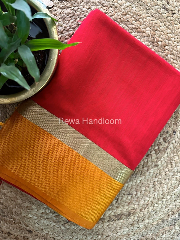 Red Ganga Jamuna Maheshwari Saree GJ04