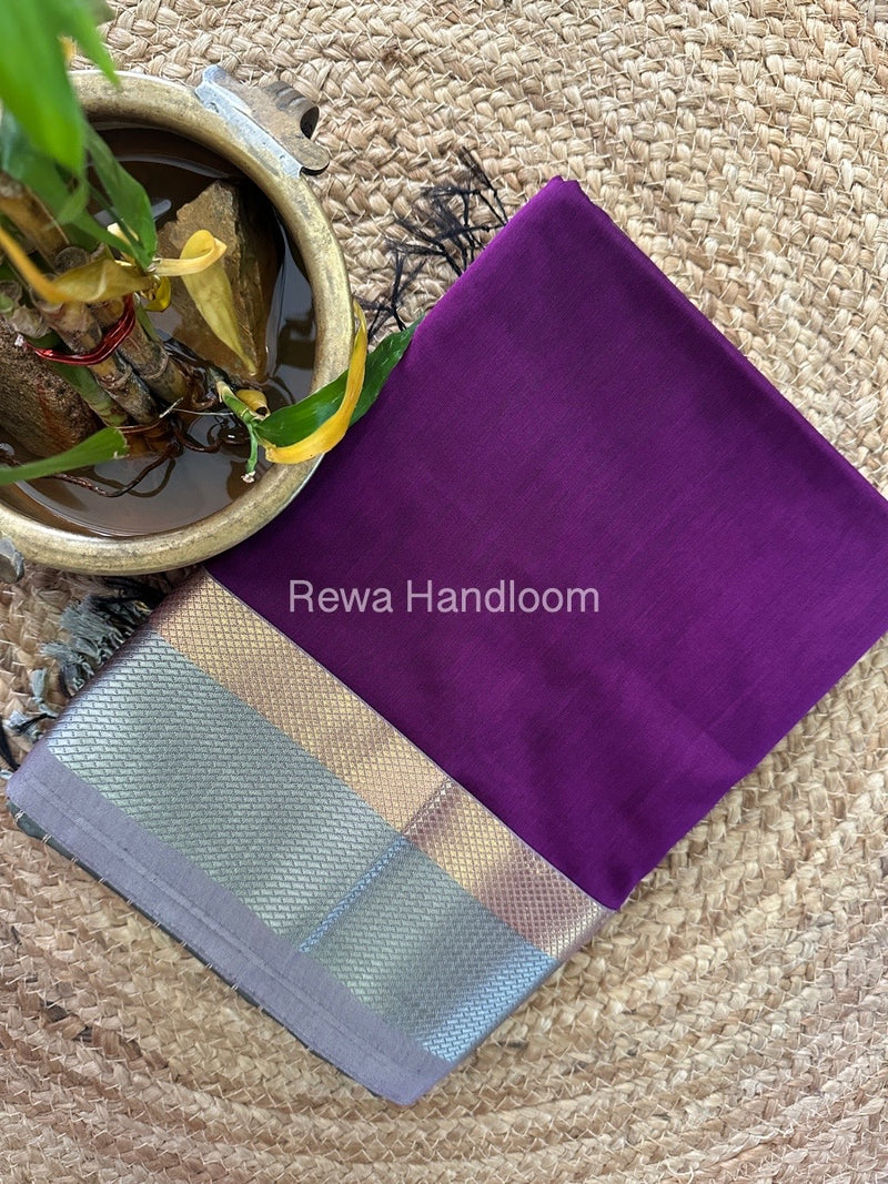 Maheshwari Purple Resham Thread Border Saree RTS047