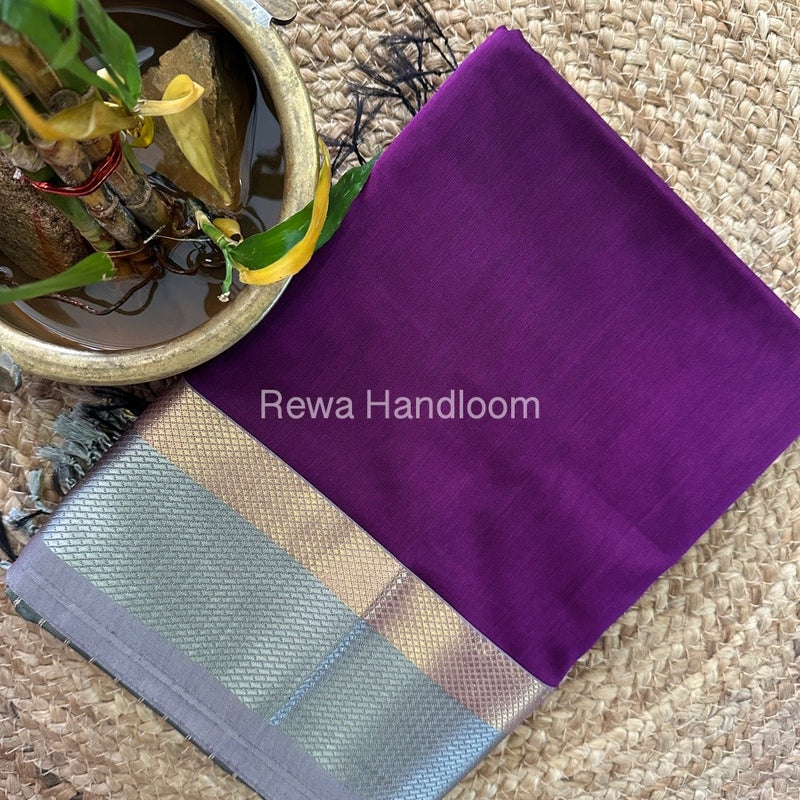 Maheshwari Purple Resham Thread Border Saree RTS047