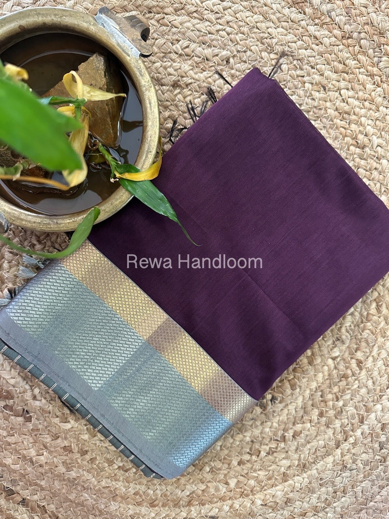 Maheshwari Wine Resham Thread Border Saree RTS046