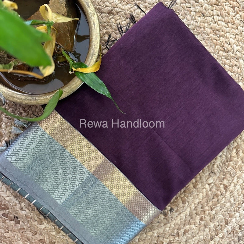 Maheshwari Wine Resham Thread Border Saree RTS046