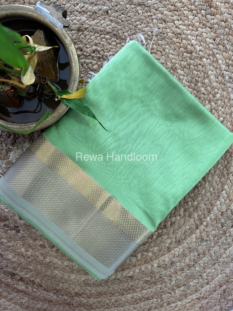 Maheshwari Pista Green Resham Thread Border Saree RTS044