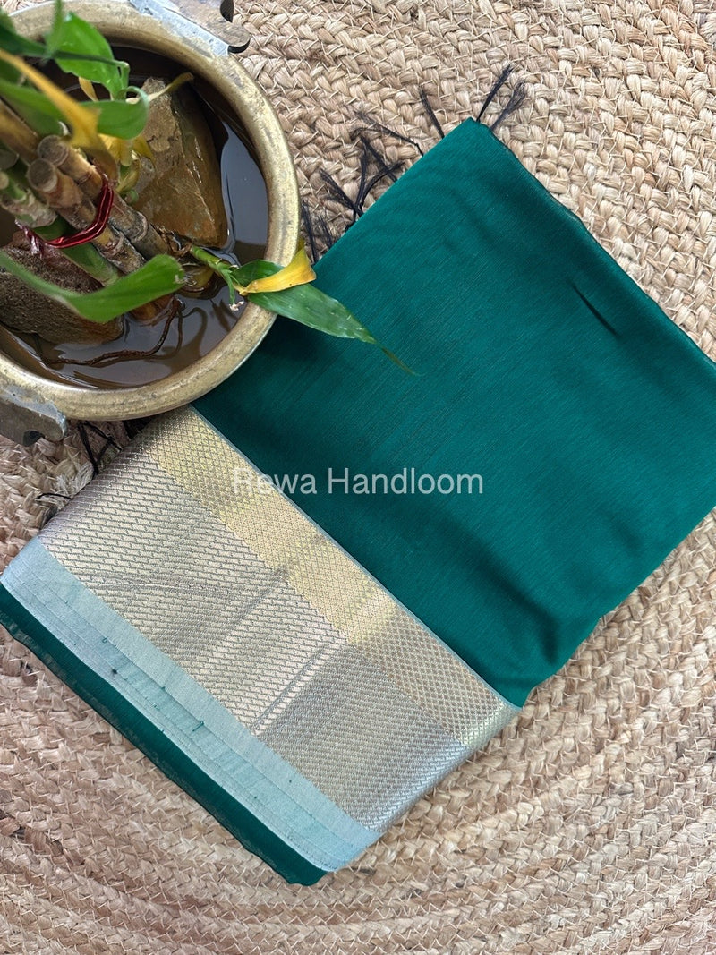 Maheshwari Green Resham Thread Border Saree RTS045