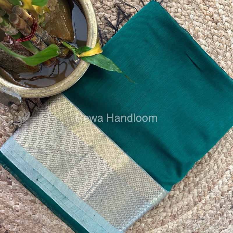 Maheshwari Green Resham Thread Border Saree RTS045