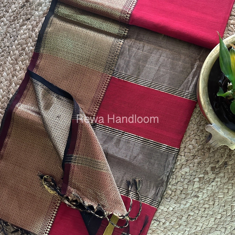 Maheshwari Maroon Zari Skirt Saree-ZS010