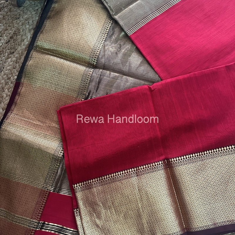 Maheshwari Maroon Zari Skirt Saree-ZS010