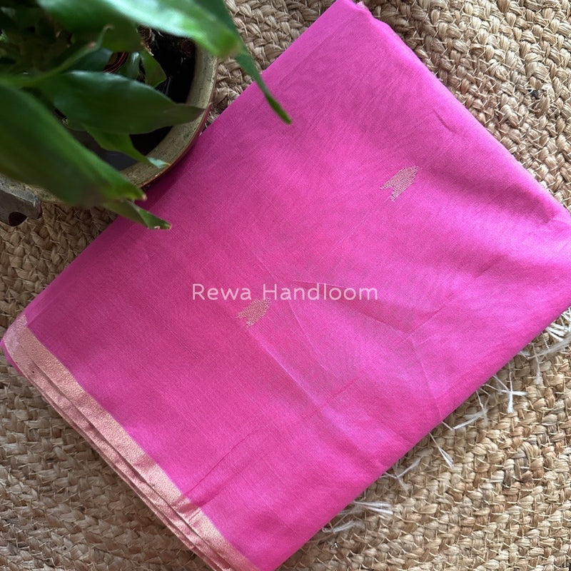 Pink Zari Butti Maheshwari Saree VBS011