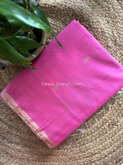 Pink Zari Butti Maheshwari Saree VBS011