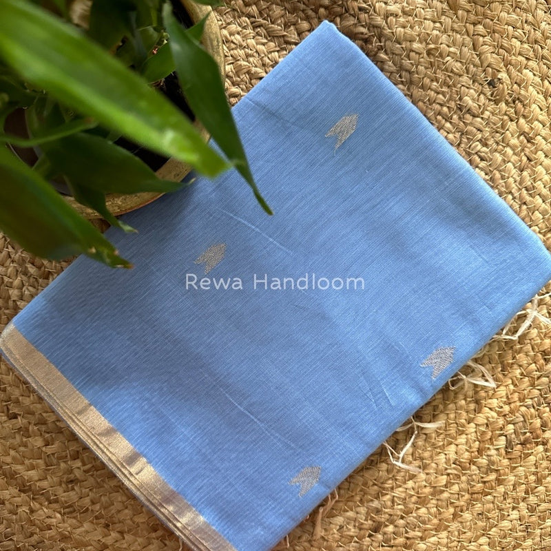 Sky Blue Zari Butti Maheshwari Saree VBS08