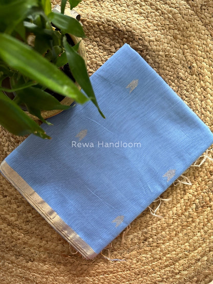 Sky Blue Zari Butti Maheshwari Saree VBS08
