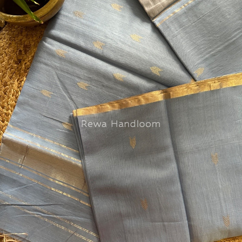 Sky Blue Zari Butti Maheshwari Saree VBS08
