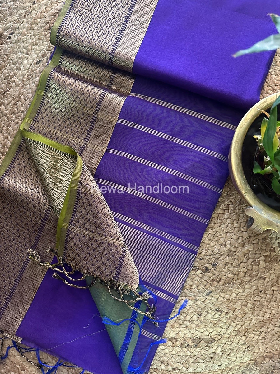 Maheshwari Violet Zari Skirt Saree-ZS012