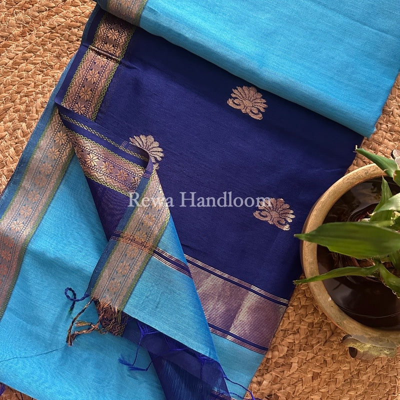  Butta Pallu Zari Border Maheshwari Saree