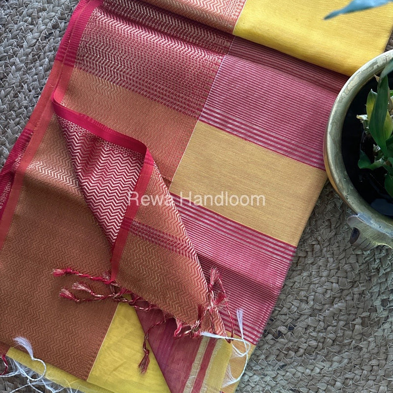 Maheshwari Yellow Zari Skirt Saree ZS05
