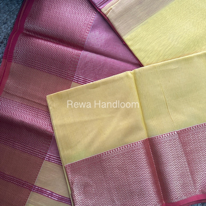 Maheshwari Yellow Zari Skirt Saree-ZS05