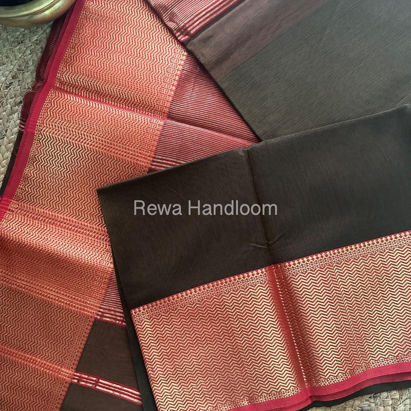 Maheshwari Brown Zari Skirt Saree ZS022