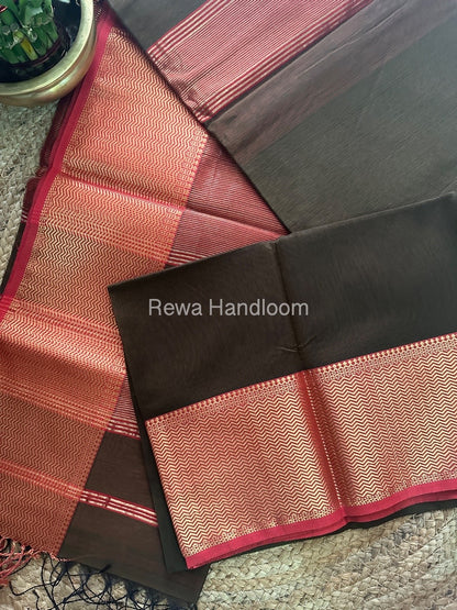 Maheshwari Brown Zari Skirt Saree ZS022