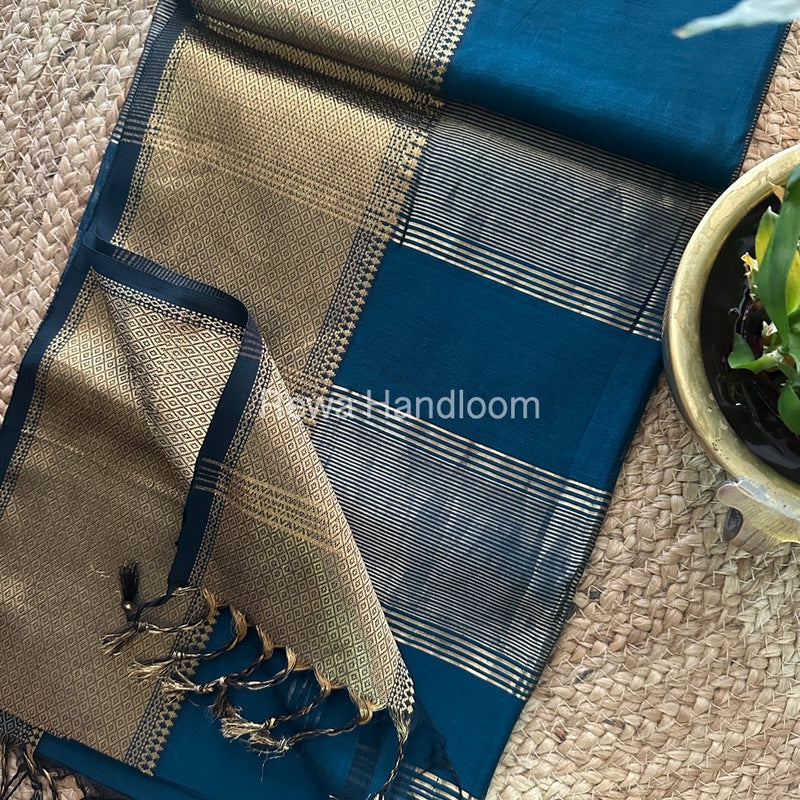 Maheshwari Rama Green Zari Skirt Saree-ZS017