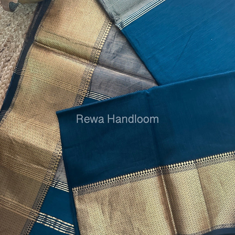Maheshwari Rama Green Zari Skirt Saree-ZS017