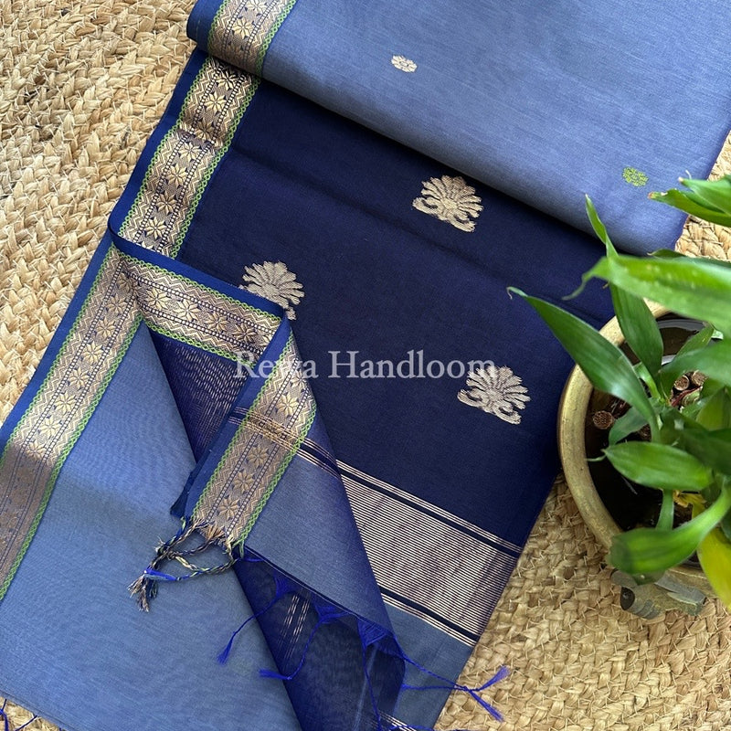  Butta Pallu Zari Border Maheshwari Saree