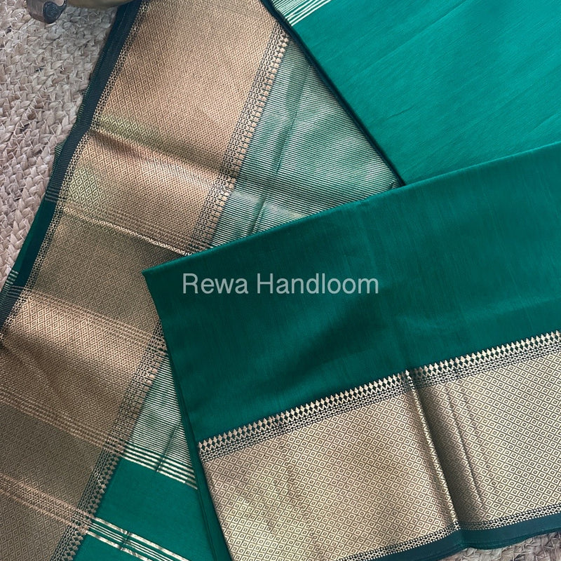 Maheshwari Bottle Green Zari Skirt Saree ZS07