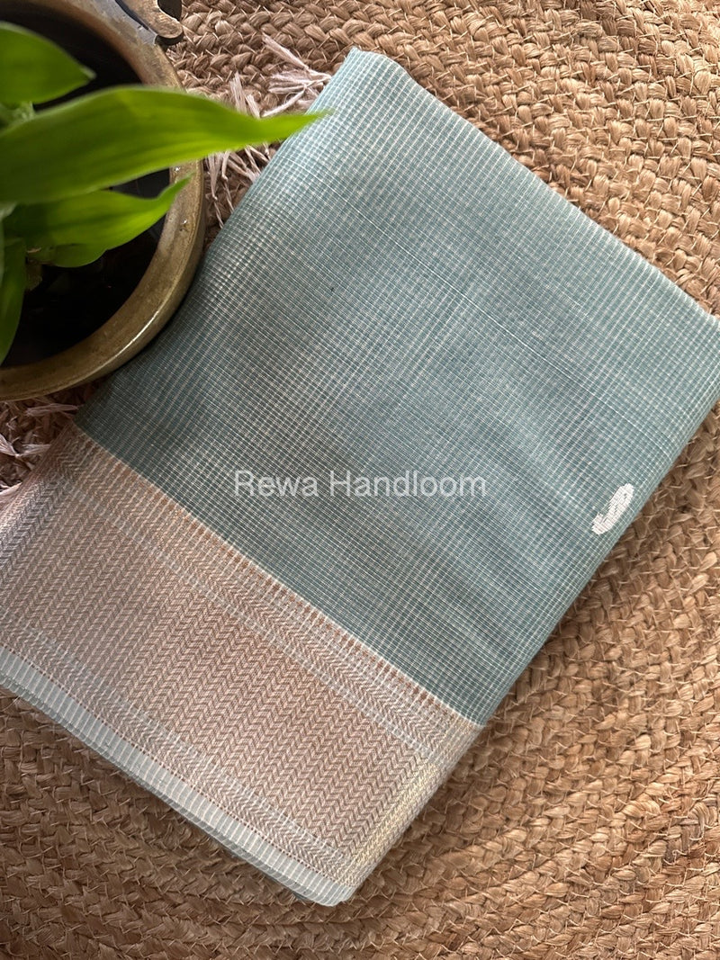 Maheshwari Teal Green Tissue Butti Saree TKB016