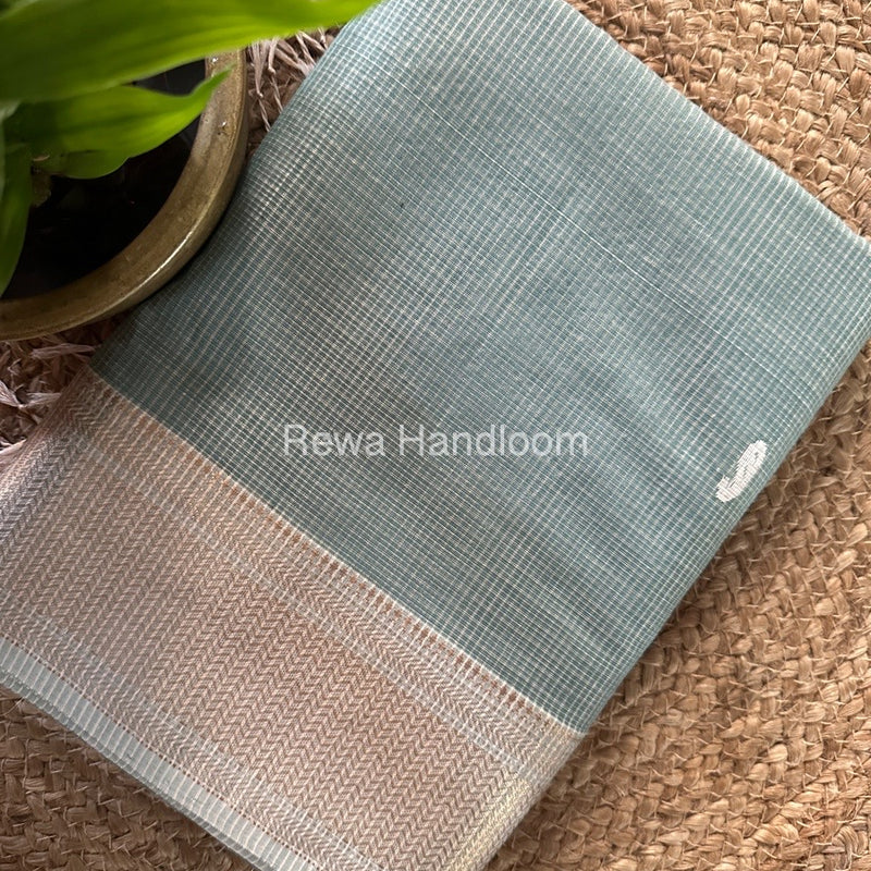 Maheshwari Teal Green Tissue Butti Saree TKB016