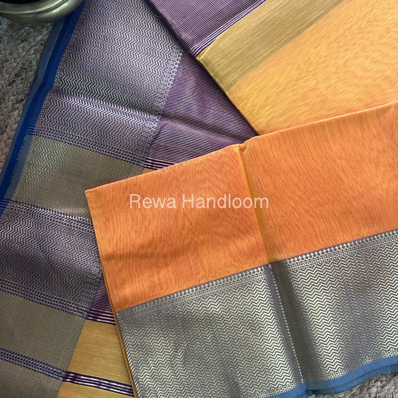 Maheshwari Golden Yellow Zari Skirt Saree-ZS016
