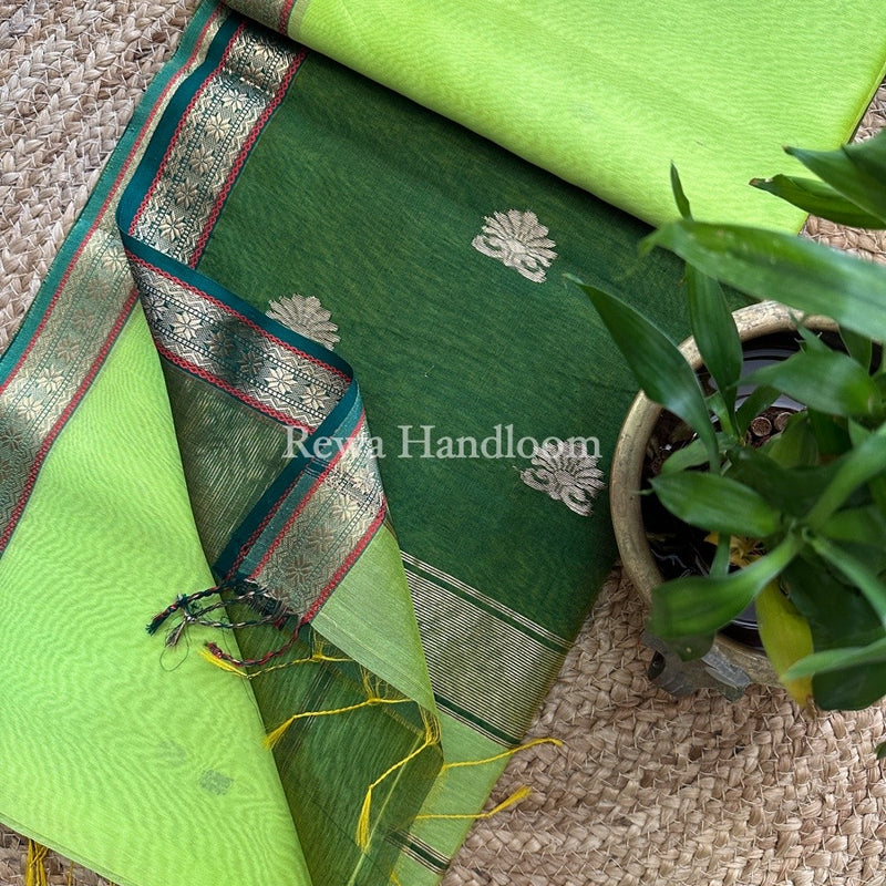  Butta Pallu Zari Border Maheshwari Saree