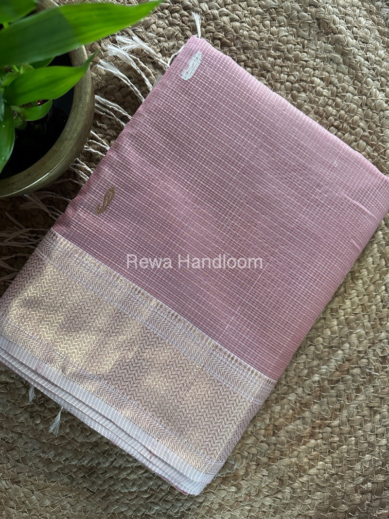 Maheshwari Onion Pink Tissue Butti Saree TKB018