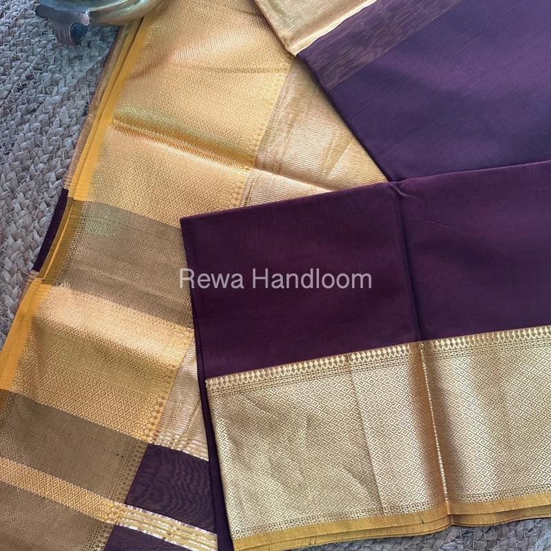 Maheshwari Chocolate Brown Zari Skirt Saree-ZS025