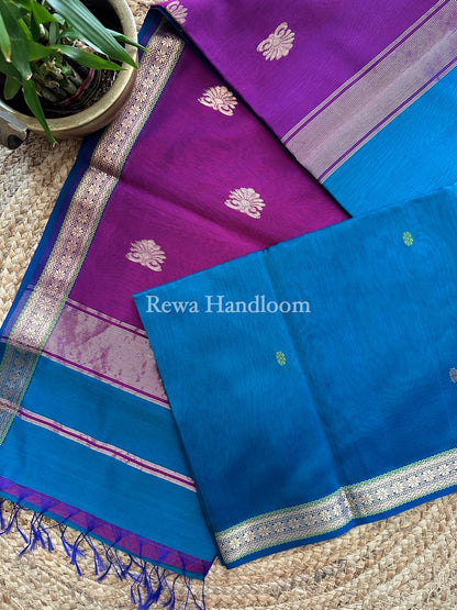 Morpankhi Butta Pallu Zari Border Maheshwari Saree MBS027