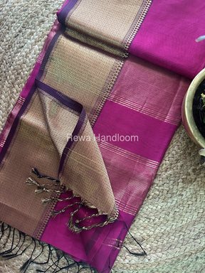 Maheshwari Magenta Zari Skirt Saree-ZS029