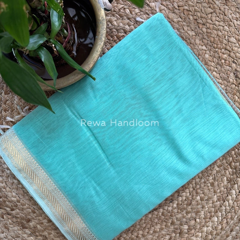 Maheshwari Aqua Green Gicha Weaving Saree GPS011